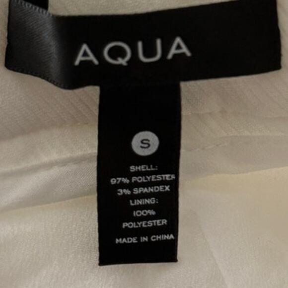 AQUA BLOOMINGDALES NWOT Twill Porkchop Pocket Hi-Rise Wide Leg Trousers S Ivory - Picture 5 of 9